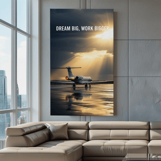 Dream Big Work Bigger Motivational Canvas Wall Art Print