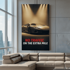 No Traffic on the Extra Mile Motivational Canvas Wall Art Print