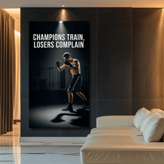 Champions Train Losers Complain Motivational Canvas Wall Art Print