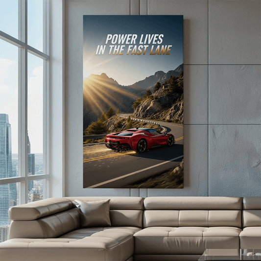 Power Lives in the Fast Lane Motivational Canvas Wall Art Print