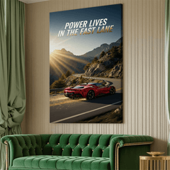 Power Lives in the Fast Lane Motivational Canvas Wall Art Print