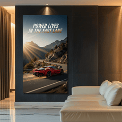 Power Lives in the Fast Lane Motivational Canvas Wall Art Print