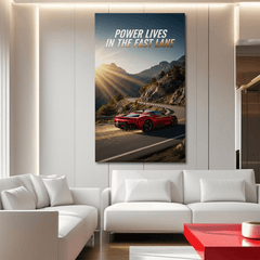 Power Lives in the Fast Lane Motivational Canvas Wall Art Print