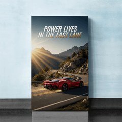 Power Lives in the Fast Lane Motivational Canvas Wall Art Print