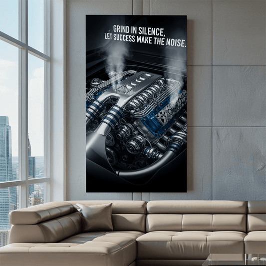 Grind in Silence Let Success Make the Noise Motivational Canvas Wall Art Print