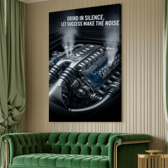 Grind in Silence Let Success Make the Noise Motivational Canvas Wall Art Print