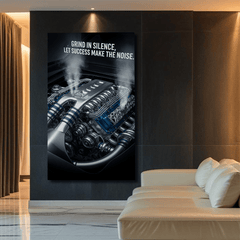 Grind in Silence Let Success Make the Noise Motivational Canvas Wall Art Print