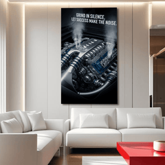 Grind in Silence Let Success Make the Noise Motivational Canvas Wall Art Print