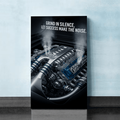 Grind in Silence Let Success Make the Noise Motivational Canvas Wall Art Print