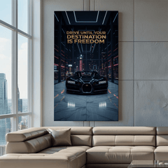 Drive Until Your Destination Is Freedom Motivational Canvas Wall Art Print