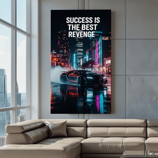 Success Is the Best Revenge Motivational Canvas Wall Art Print