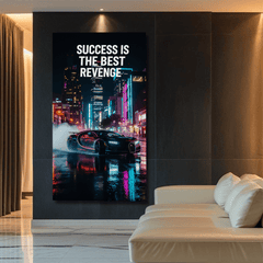 Success Is the Best Revenge Motivational Canvas Wall Art Print