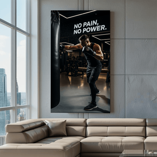 No Pain No Power Motivational Canvas Wall Art Print