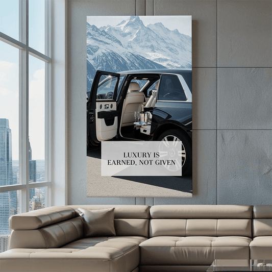 Luxury Is Earned Not Given Motivational Canvas Wall Art Print