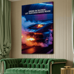 Grind in Silence Let Success Make Noise Motivational Canvas Wall Art Print