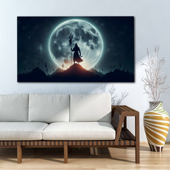 Moonlit Power – Lord Shiva Silhouette Canvas Wall Art