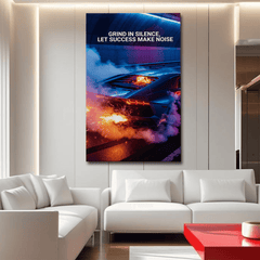 Grind in Silence Let Success Make Noise Motivational Canvas Wall Art Print