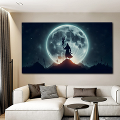 Moonlit Power – Lord Shiva Silhouette Canvas Wall Art