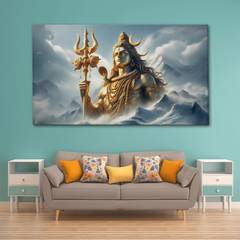 Majestic Shiva in Himalayas Canvas Wall Art – Divine Strength & Serenity