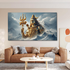 Majestic Shiva in Himalayas Canvas Wall Art – Divine Strength & Serenity