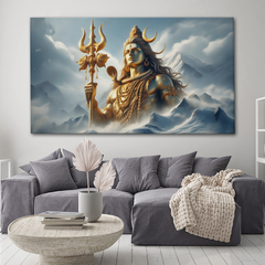 Majestic Shiva in Himalayas Canvas Wall Art – Divine Strength & Serenity