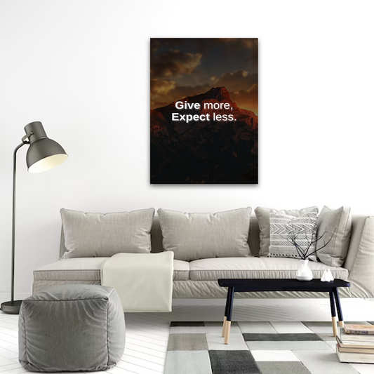 Give More Expect Less Motivational Canvas Wall Art – Inspirational Quote Print for Home & Office Décor