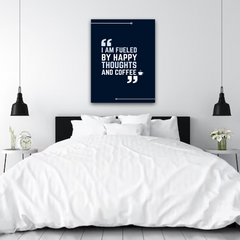 Happy Thoughts and Coffee Canvas Wall Art – Motivational Quote Print for Home & Office Decor