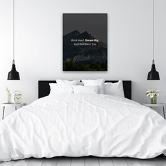 Work Hard Dream Big Motivational Canvas Wall Art – Inspirational Quote Print for Home & Office Decor