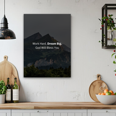Work Hard Dream Big Motivational Canvas Wall Art – Inspirational Quote Print for Home & Office Decor