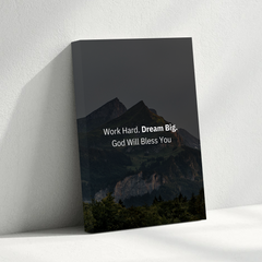 Work Hard Dream Big Motivational Canvas Wall Art – Inspirational Quote Print for Home & Office Decor