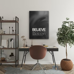 Believe Motivational Canvas Wall Art – Inspirational Quote Print for Home & Office Decor
