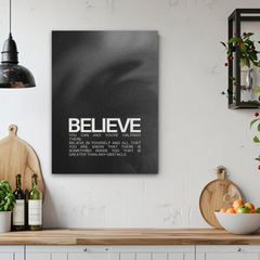 Believe Motivational Canvas Wall Art – Inspirational Quote Print for Home & Office Decor