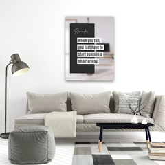 Start Again Smarter Motivational Canvas Wall Art – Inspirational Quote Print for Home & Office Decor