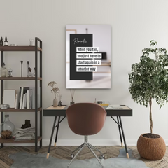 Start Again Smarter Motivational Canvas Wall Art – Inspirational Quote Print for Home & Office Decor