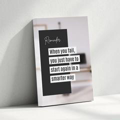 Start Again Smarter Motivational Canvas Wall Art – Inspirational Quote Print for Home & Office Decor