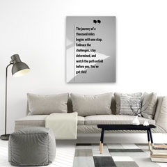 Journey of a Thousand Miles Motivational Canvas Wall Art – Inspirational Quote Print for Home & Office Decor