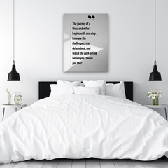 Journey of a Thousand Miles Motivational Canvas Wall Art – Inspirational Quote Print for Home & Office Decor