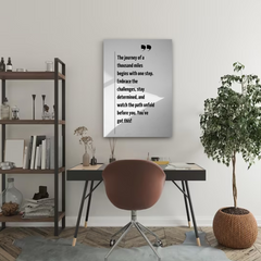 Journey of a Thousand Miles Motivational Canvas Wall Art – Inspirational Quote Print for Home & Office Decor