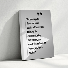 Journey of a Thousand Miles Motivational Canvas Wall Art – Inspirational Quote Print for Home & Office Decor