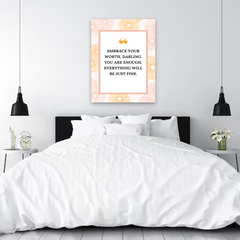 Embrace Your Worth Motivational Canvas Wall Art – Inspirational Quote Print for Home & Office Decor