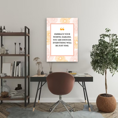 Embrace Your Worth Motivational Canvas Wall Art – Inspirational Quote Print for Home & Office Decor