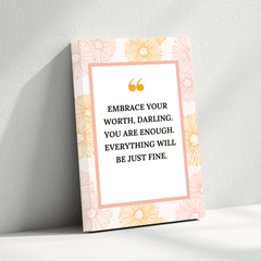 Embrace Your Worth Motivational Canvas Wall Art – Inspirational Quote Print for Home & Office Decor