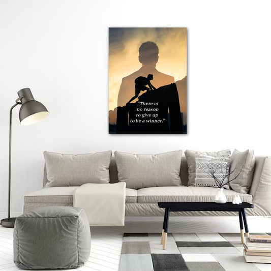 No Reason to Give Up Motivational Canvas Wall Art – Inspirational Winner Quote Print for Home & Office Décor