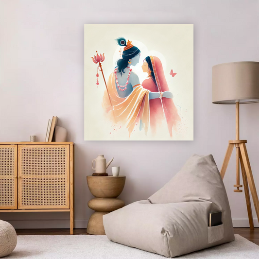 Radha Krishna Minimalist Canvas Wall Art Prints – Subtle Home Decor