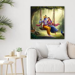 Radha Krishna Swing Canvas Wall Art Prints – Peaceful Home Décor