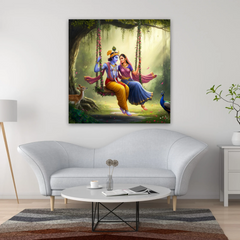 Radha Krishna Swing Canvas Wall Art Prints – Peaceful Home Décor