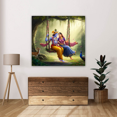 Radha Krishna Swing Canvas Wall Art Prints – Peaceful Home Décor
