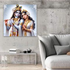 Radha Krishna White Elegance Canvas Wall Art Prints – Graceful Home Décor
