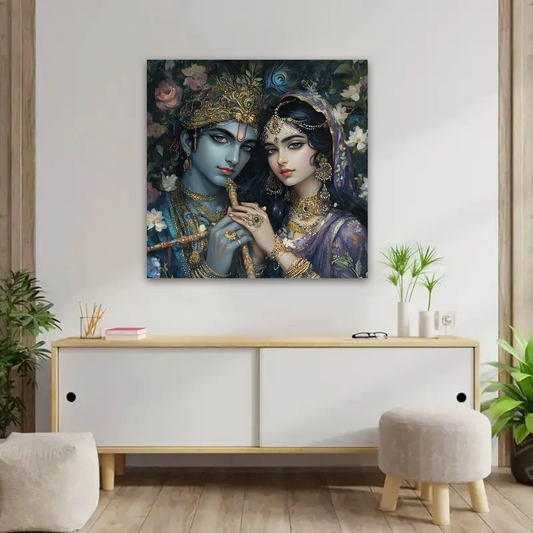 Radha Krishna Royal Canvas Wall Art Prints – Majestic Home Décor