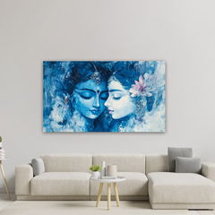 Radha Krishna Blue Harmony Canvas Wall Art Prints – Serene Home Decor